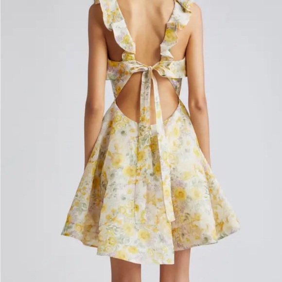 Zimmermann Floral Mini Dress in Yellow and Cream - Picture 3 of 8